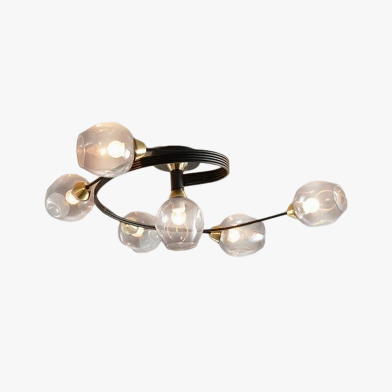 Valentina Flush Mount Ceiling Light, Glass, Black/Gold, Dining Room - Lumpaz
