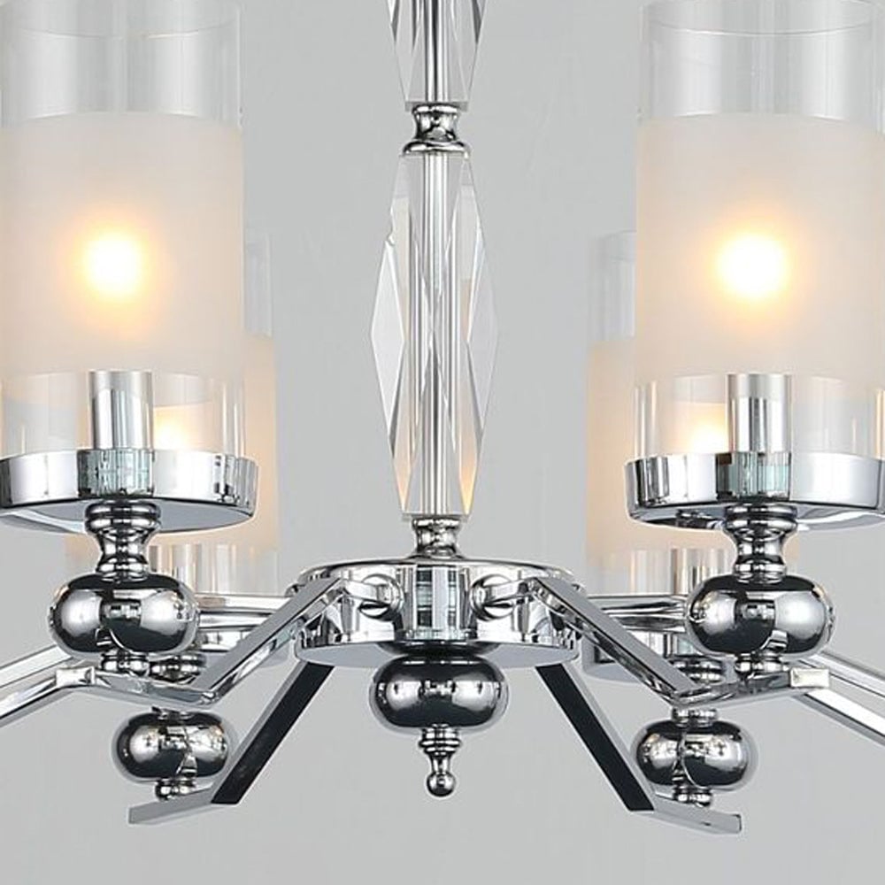 Alessio Retro Silver Metal/Glass Chandelier/Wall Lamp, Living Room - Lumpaz