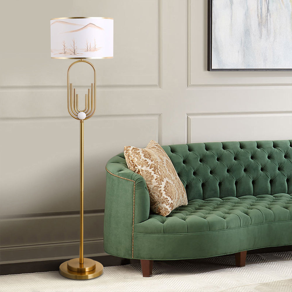 Sano Table/Floor Lamp Landscape, Metal/Fabric, Bedroom - Lumpaz