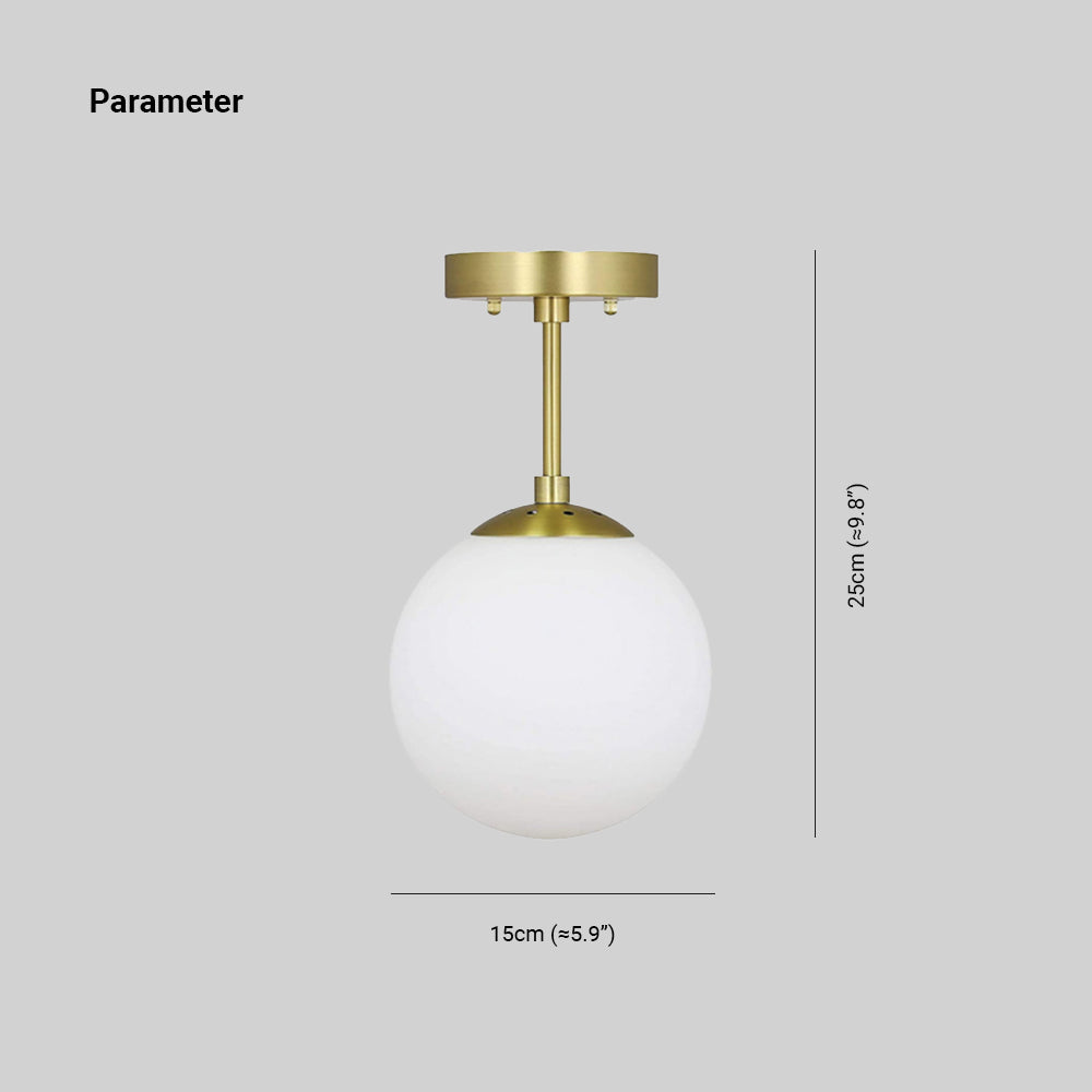 Valentina Simple Spherical LED Semi-Flush Mount Ceiling Light, Gold & Black - Lumpaz