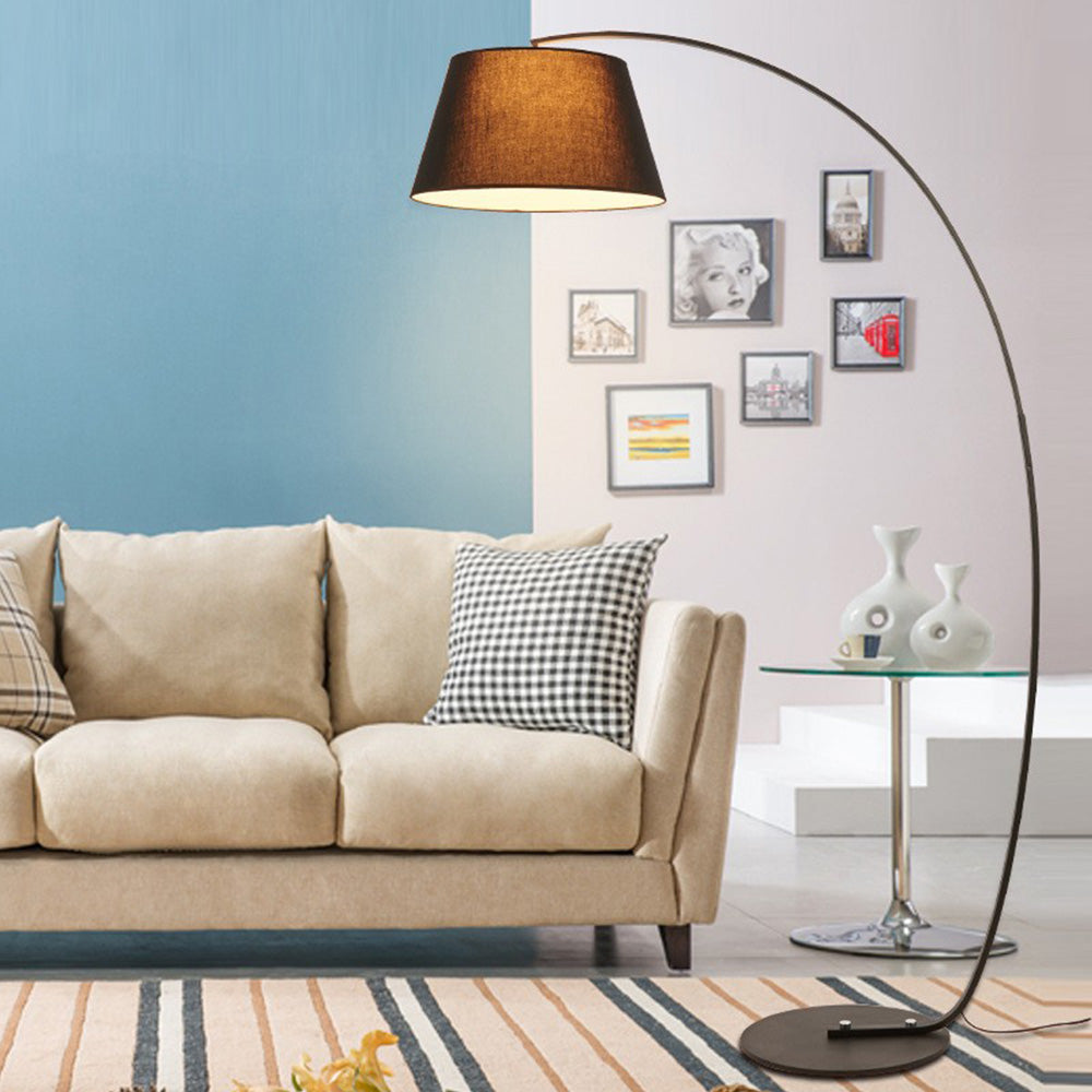 Salgado Modern Arc Fabric/Metal Floor Lamp, Bedroom/Living Room - Lumpaz