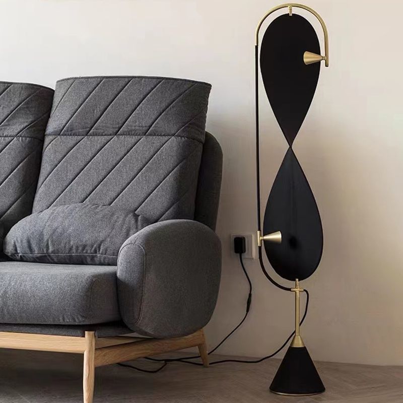 Salgado Modern Minimalist Geometric Metal Floor Lamp, Black - Lumpaz