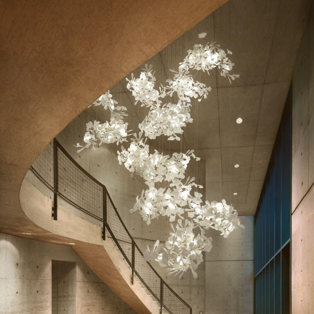 Olivia Modern Leaf Chandelier Metal/Ceramic Bedroom/Living Room - Lumpaz