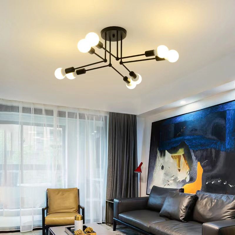 Valentina Flush Mount Ceiling Lights Linear Industrial, Metal/Glass, Bedroom - Lumpaz