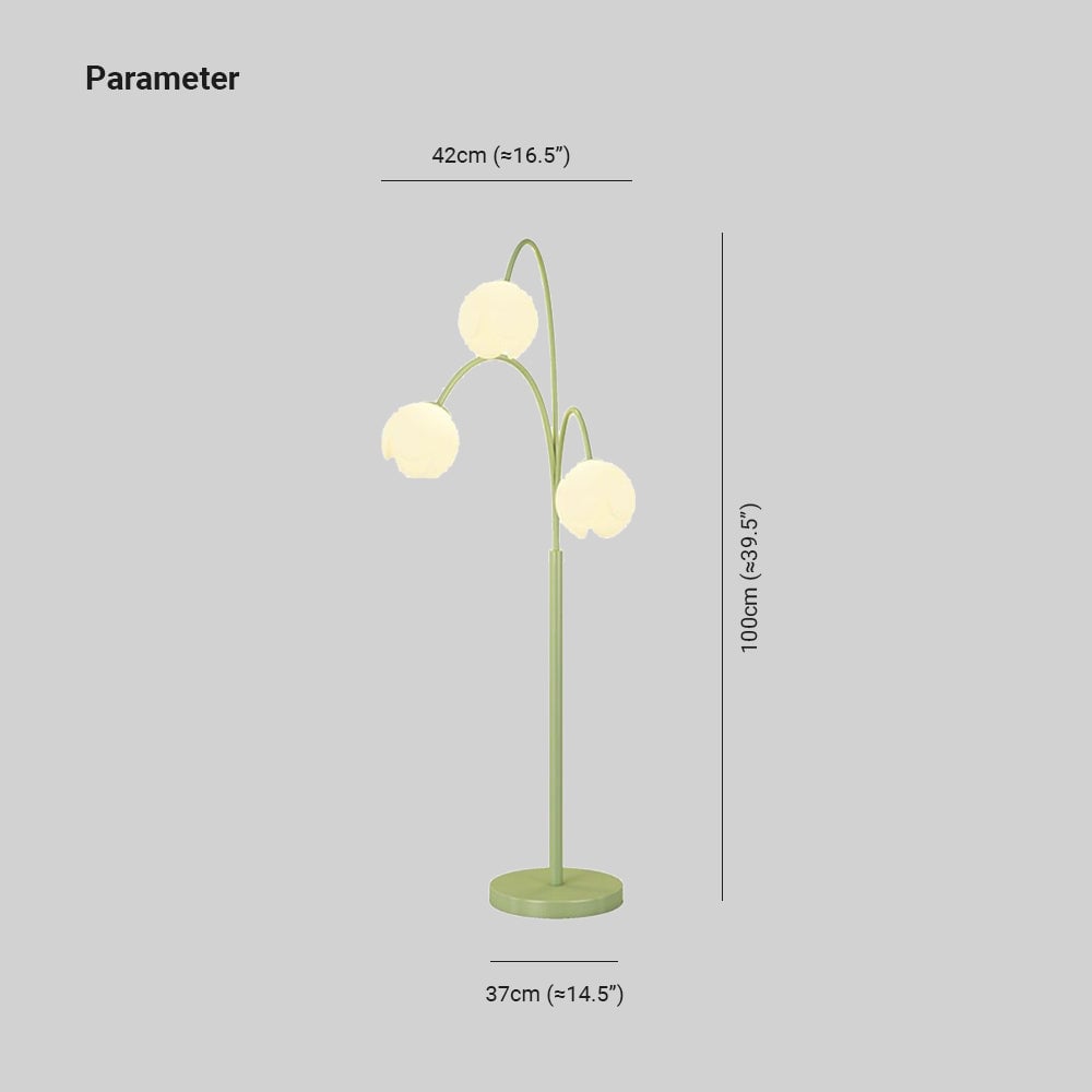 Lily Nordic 3 Lights Flower Metal Glass Floor Lamp,Green Pink - Lumpaz