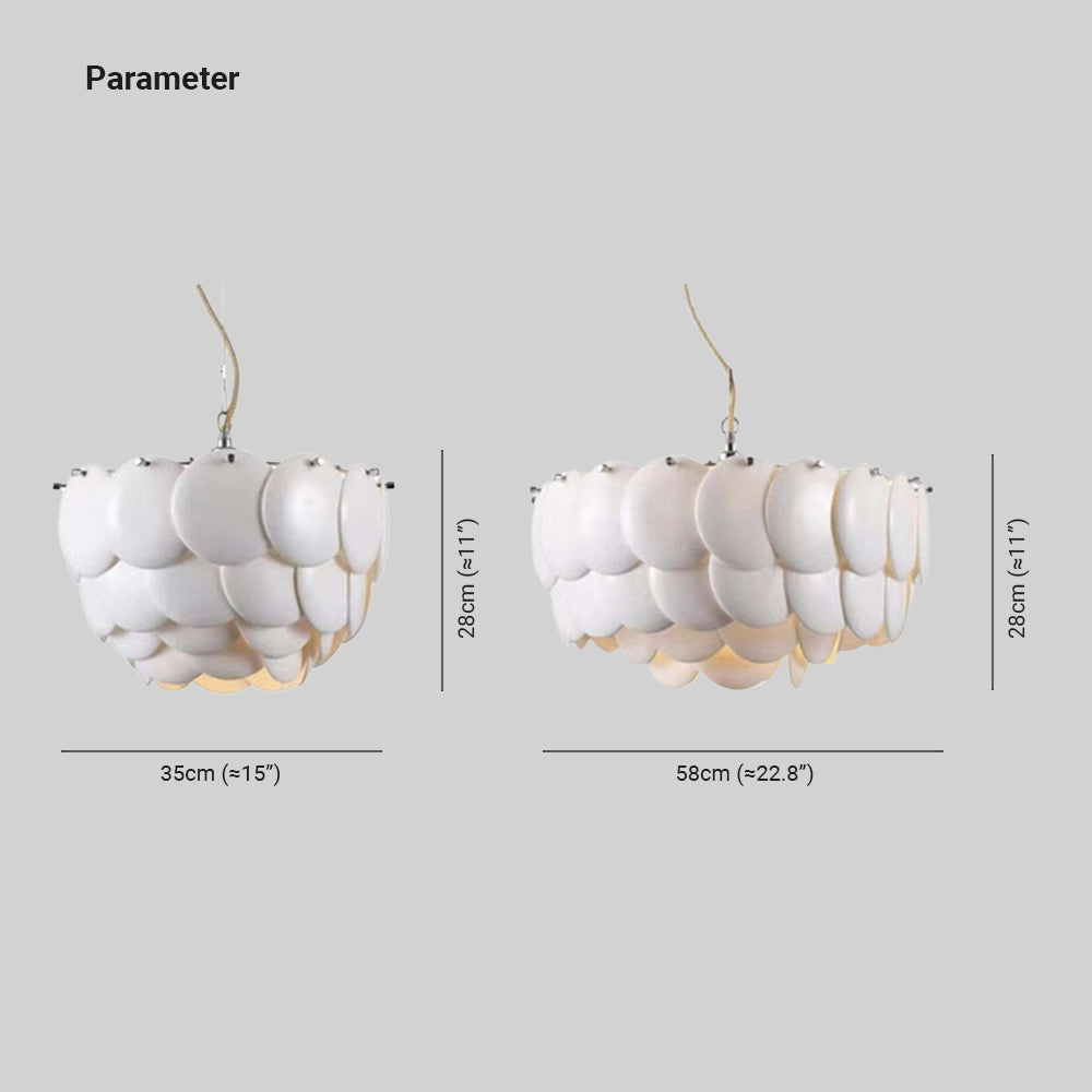 Lottie Wihte Art Deco Chandelier Light Fixture, Ceramic Leaf & Metal - Lumpaz