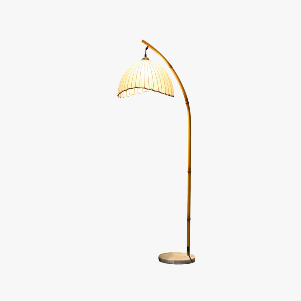 Ozawa Vintage Bamboo Shape Metal/Fabric Floor Lamp White - Lumpaz