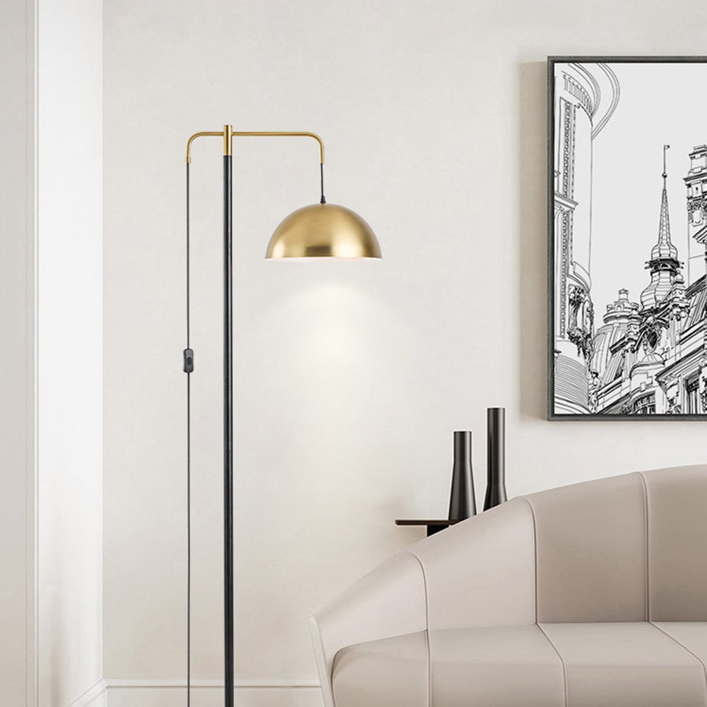Carins Minimalist Geometric Marble Base/Metal Floor Lamp - Lumpaz
