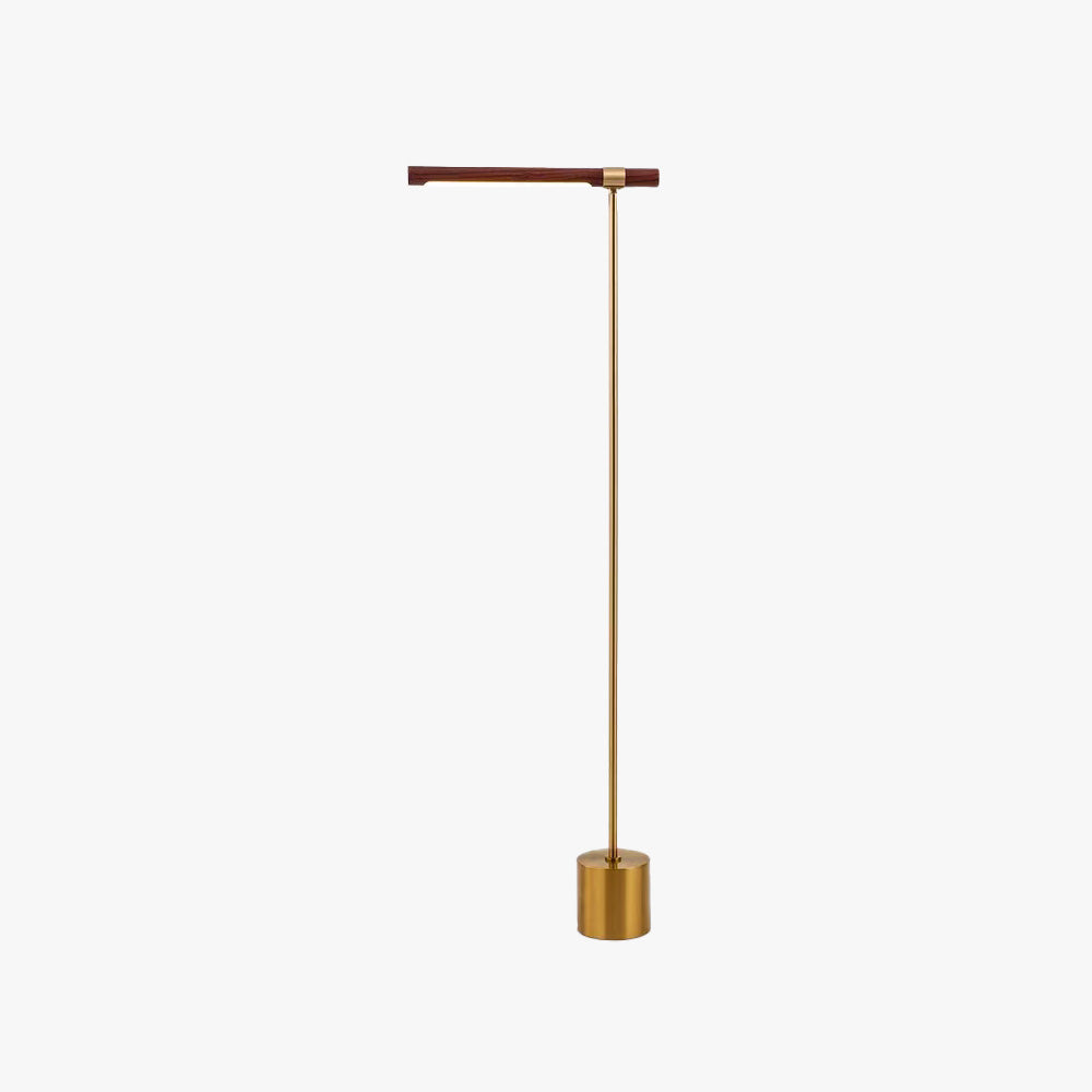 Edge Floor Lamp Linear Minimalist, Metal/Wood, Gold, Living Room - Lumpaz