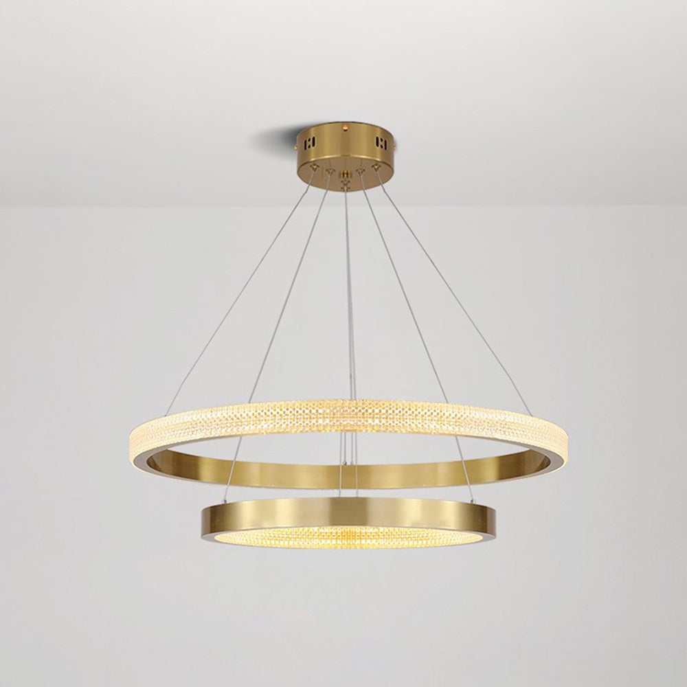 Kirsten Modern Ring Metal/Arcylic LED Pendant Light, Black/Gold - Lumpaz