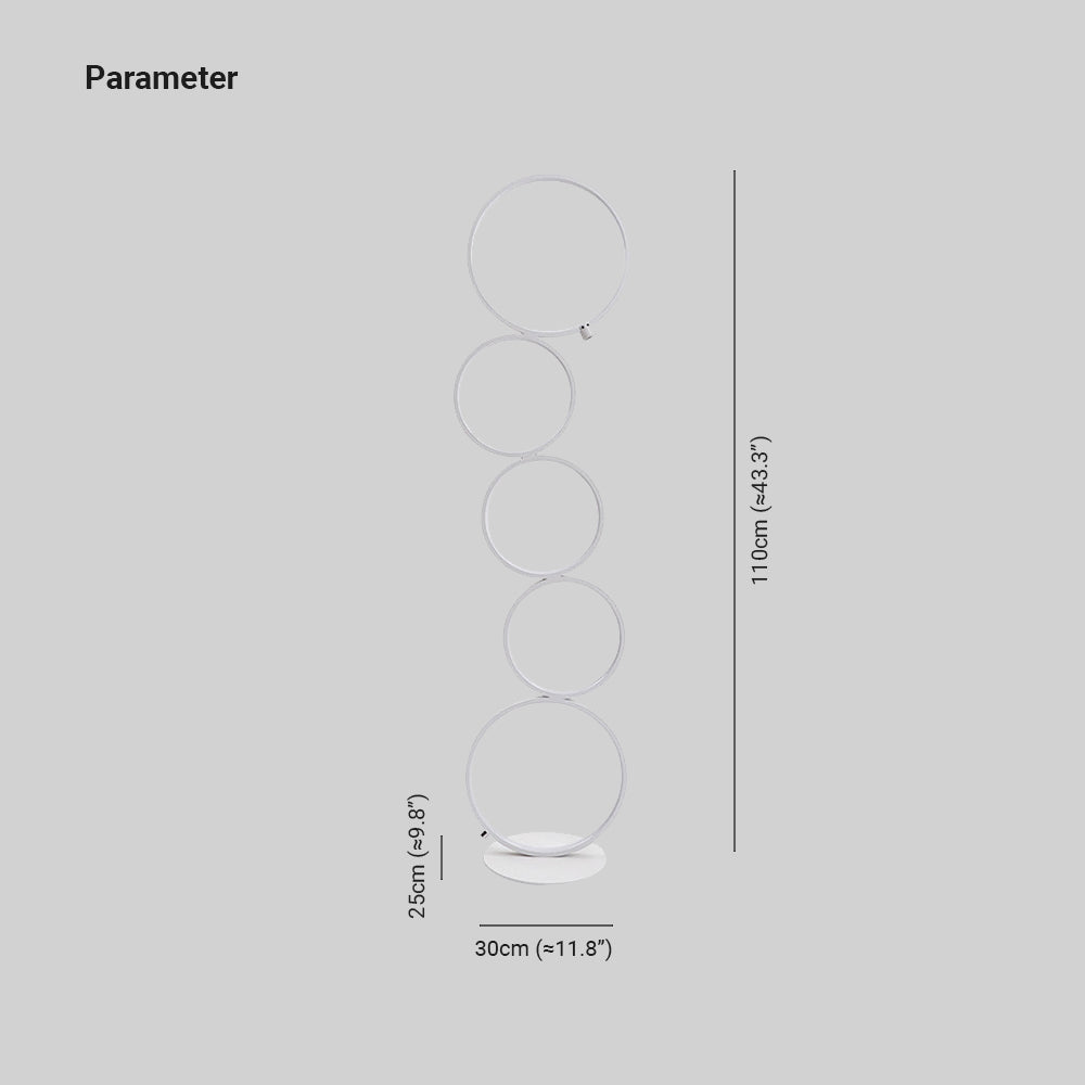 Arisha Floor Lamp Multi-ring Modern, Metal/Silicon, White/Black, Bedside - Lumpaz