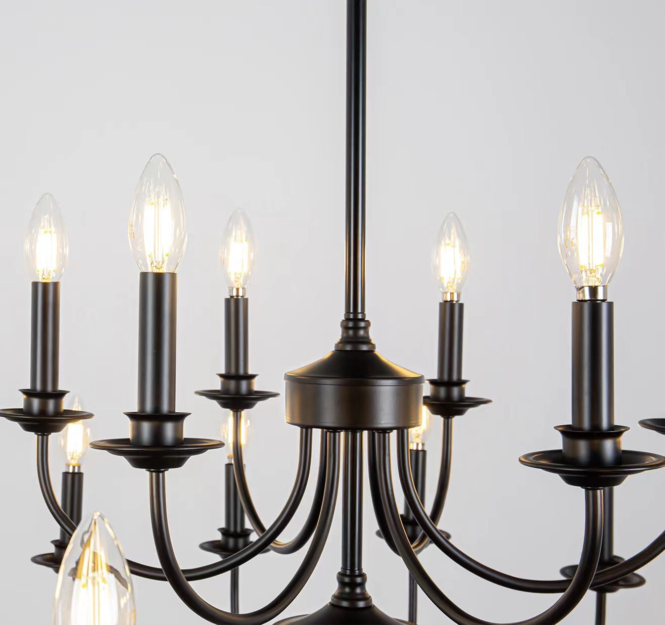 Silva LED Chandelier Black Metal Bedroom Living Room Ding Room - Lumpaz