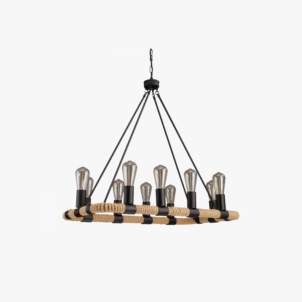 Alessio Retro Industrial Rope Pendant Light, Black - Lumpaz