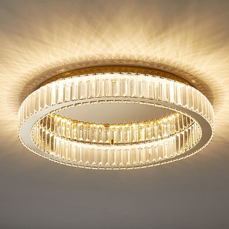Marliyn Modern Art Deco Circle Crystal/Metal Flush Mount Ceiling Light Gold - Lumpaz