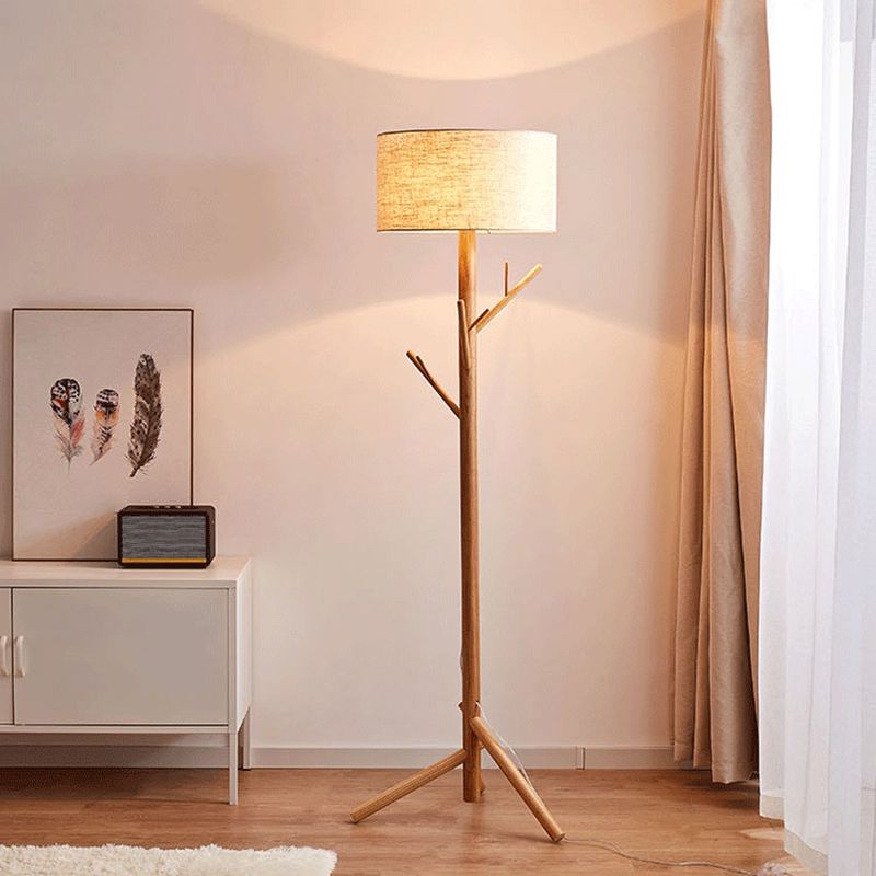 Muto Floor Lamp Japanese Tree, Beige, Fabric/Wooden - Lumpaz