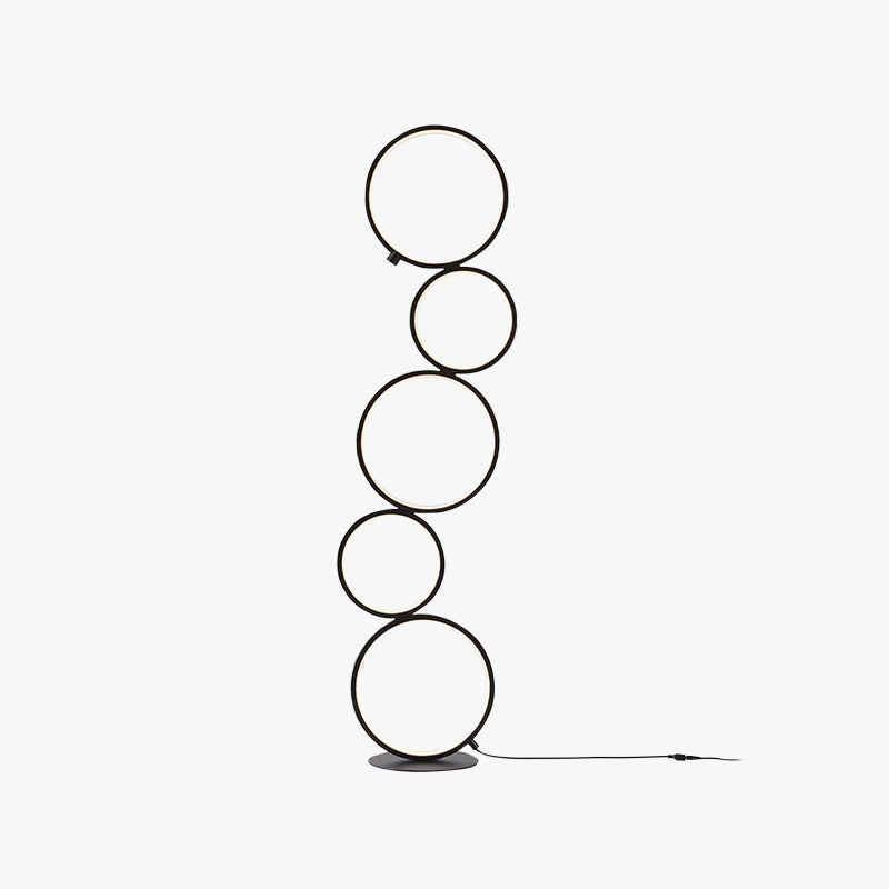 Arisha Floor Lamp Multi-ring Modern, Metal/Silicon, White/Black, Bedside - Lumpaz