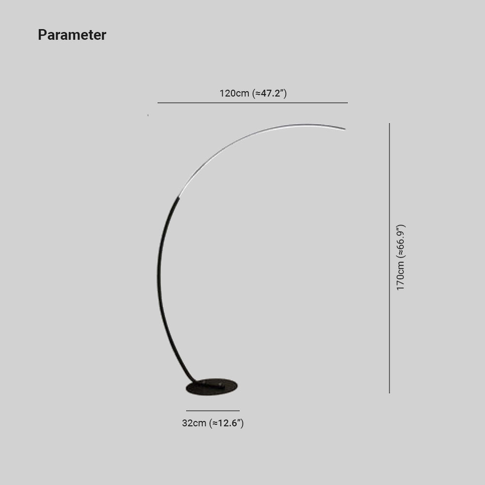 Edge Modern Arc LED Floor Lamp, Black/White, Metal/Silicon - Lumpaz