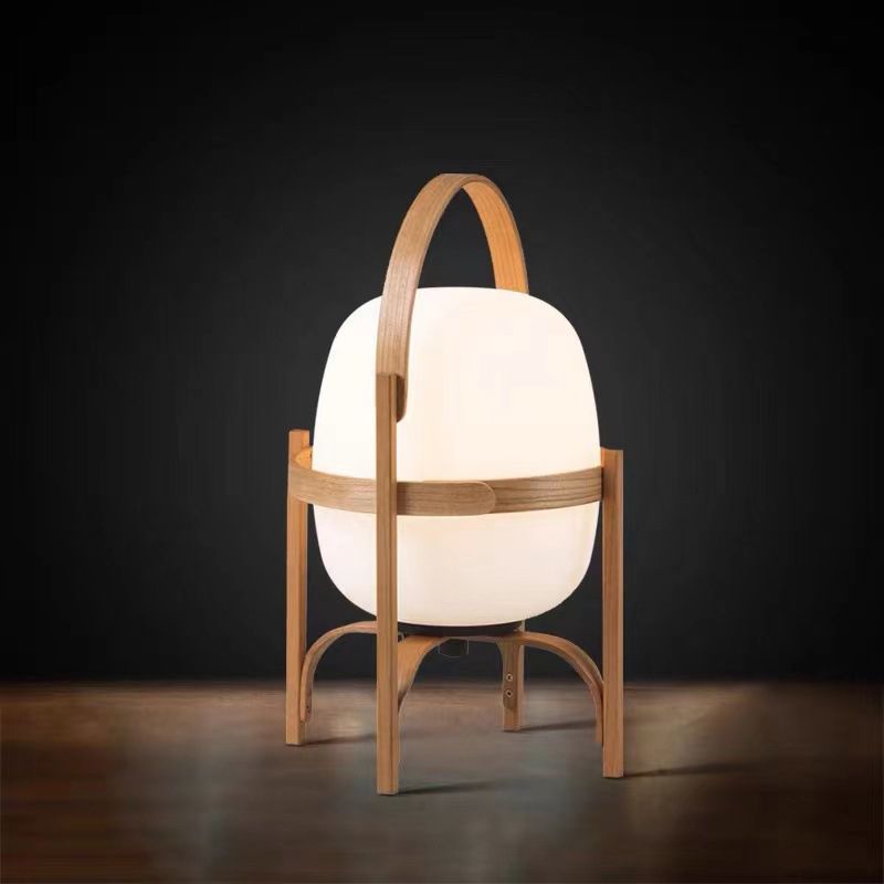 Ozawa Modern Lantern Wood/Glass Floor Lamp - Lumpaz