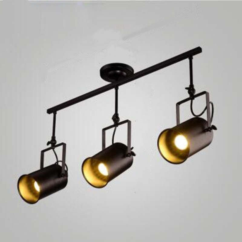 Alessio Vintage Adjustable Semi-Flush Mount Ceiling Light, Black - Lumpaz