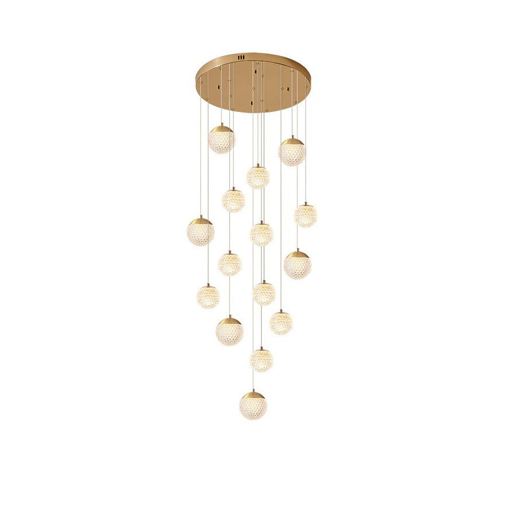 Jibril Multi Staircase Modern Art Deco Pendant Light, Gold - Lumpaz
