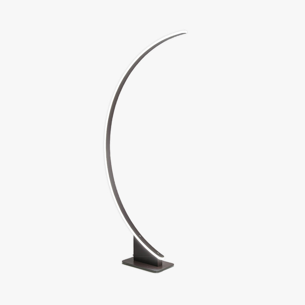 Edge Modern Minimalist Arched Metal Floor Lamp, Black - Lumpaz