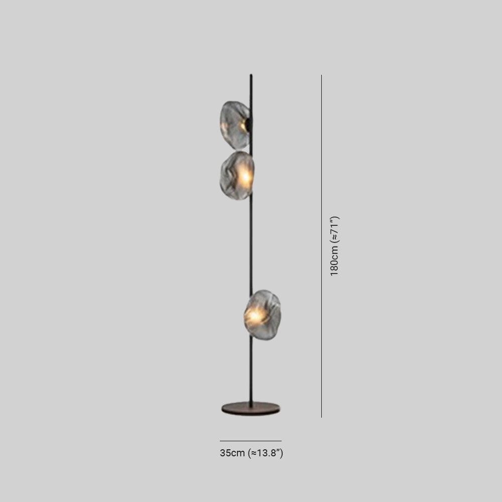 Byers Luxury Flower Metal/Glass Floor Lamp, Black/Gold/Gray - Lumpaz