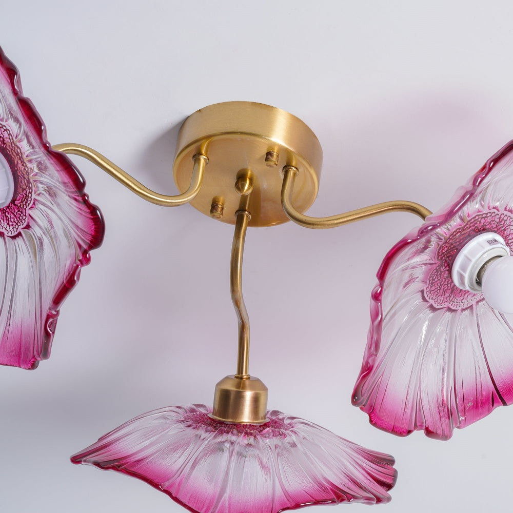 Hailie Modern Flower Ceiling Light  Metal/Glass Clear/Pink Bedroom - Lumpaz