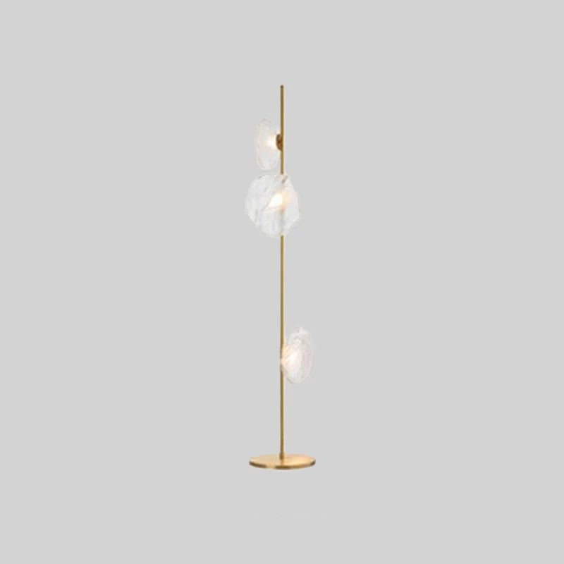 Byers Luxury Flower Metal/Glass Floor Lamp, Black/Gold/Gray - Lumpaz