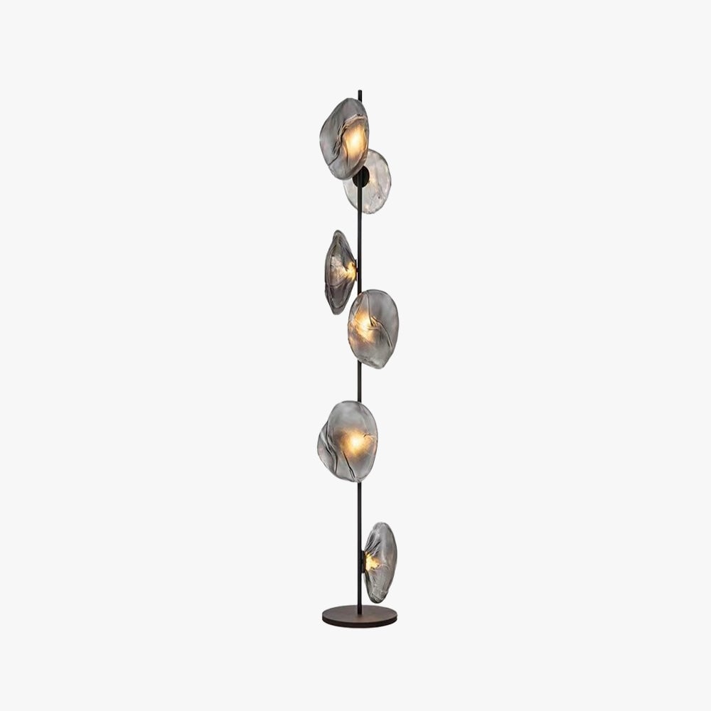 Byers Luxury Flower Metal/Glass Floor Lamp, Black/Gold/Gray - Lumpaz