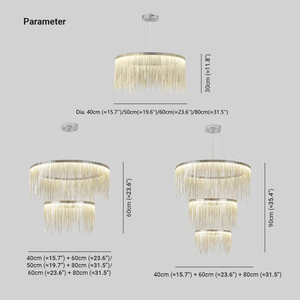 Colon Tassel Chain Art Deco Pendant Light Silver/Gold Living Room/Hall - Lumpaz