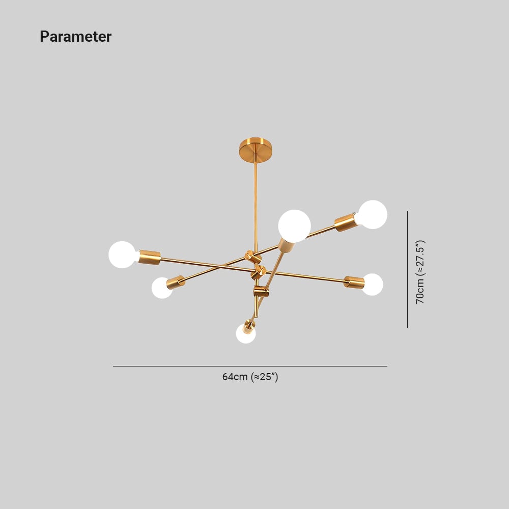 Valentina Modern Globe Metal/Glass Chandelier, Black/Gold - Lumpaz