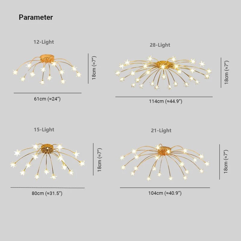 Madina Art Deco Starry Metal/Glass Flush Mount Ceiling Light Black/Gold/Chrome - Lumpaz