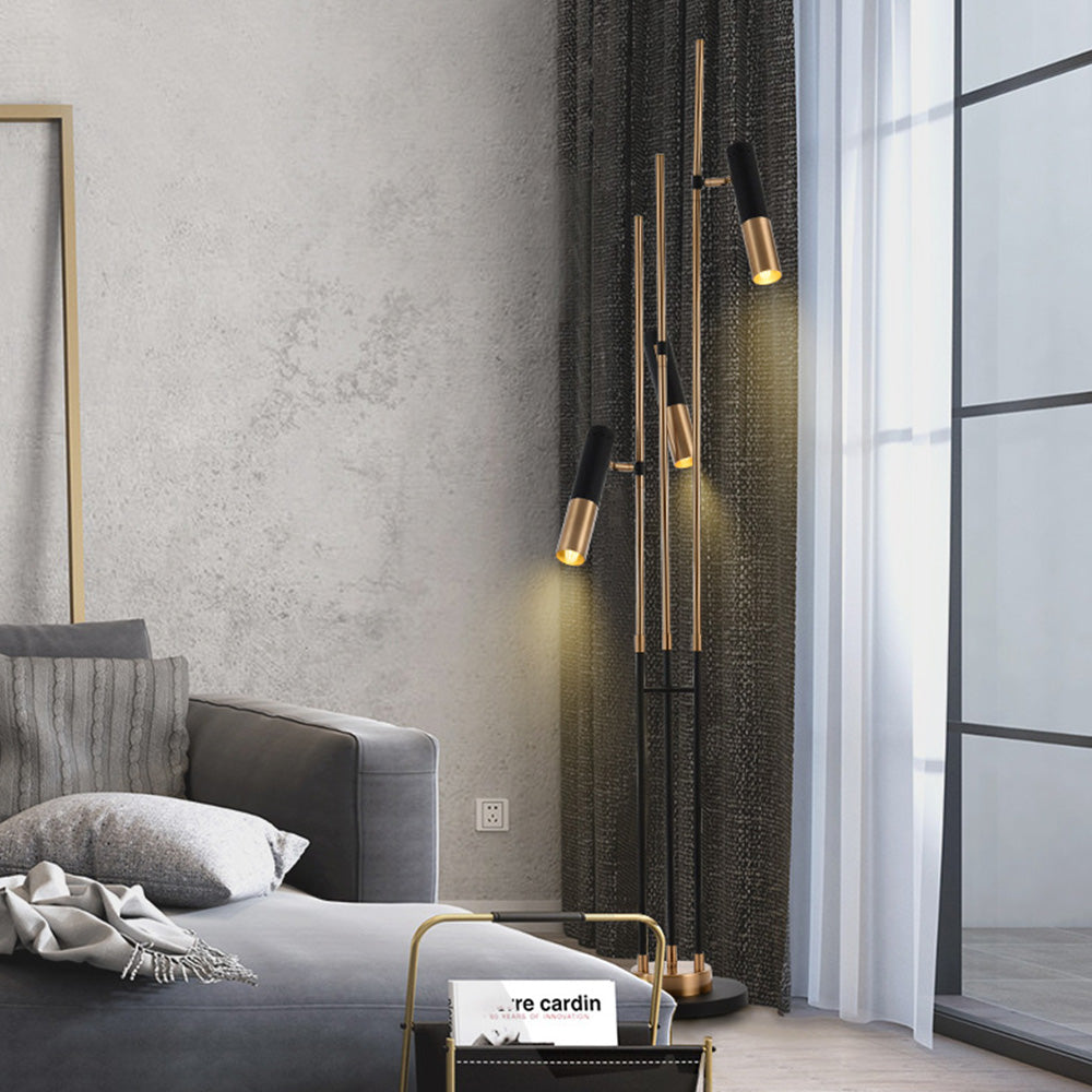 Salgado Modern Tall Metal 3 Bulb Floor Lamp, Black - Lumpaz