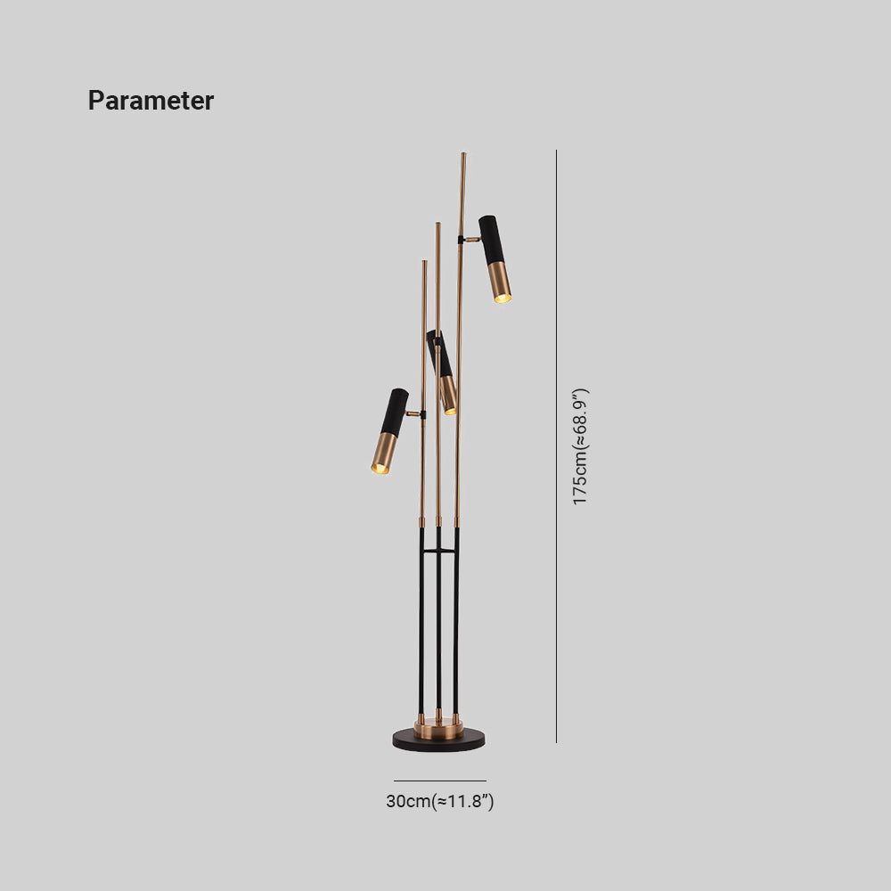 Salgado Modern Tall Metal 3 Bulb Floor Lamp, Black - Lumpaz