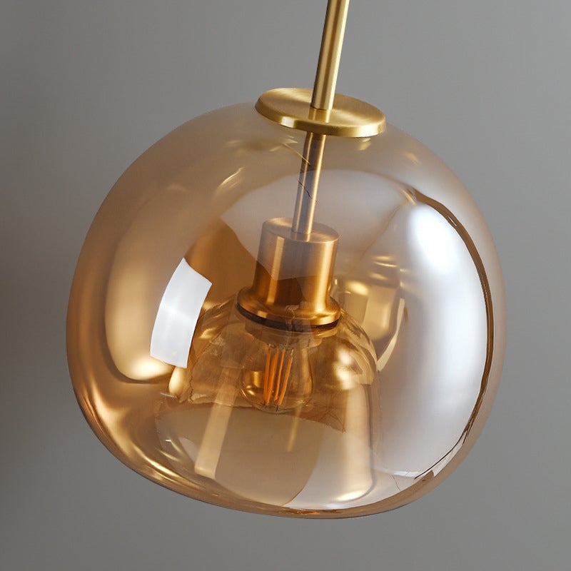 Sanna Modern Dome Glass Semi-Flush Mount Ceiling Light/Pendant Light, Gold/Black - Lumpaz