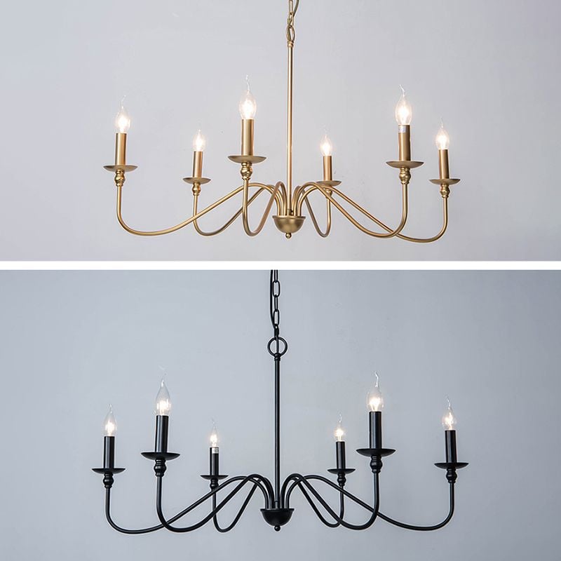 Silva Retro Vintage Candle Metal Chandelier, Black/Gold - Lumpaz