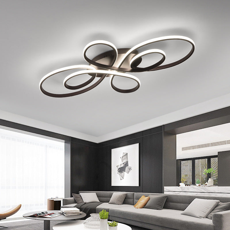 Lacey Modern LED Multi Rings Flush Mount Ceiling Light Brown/White - Lumpaz