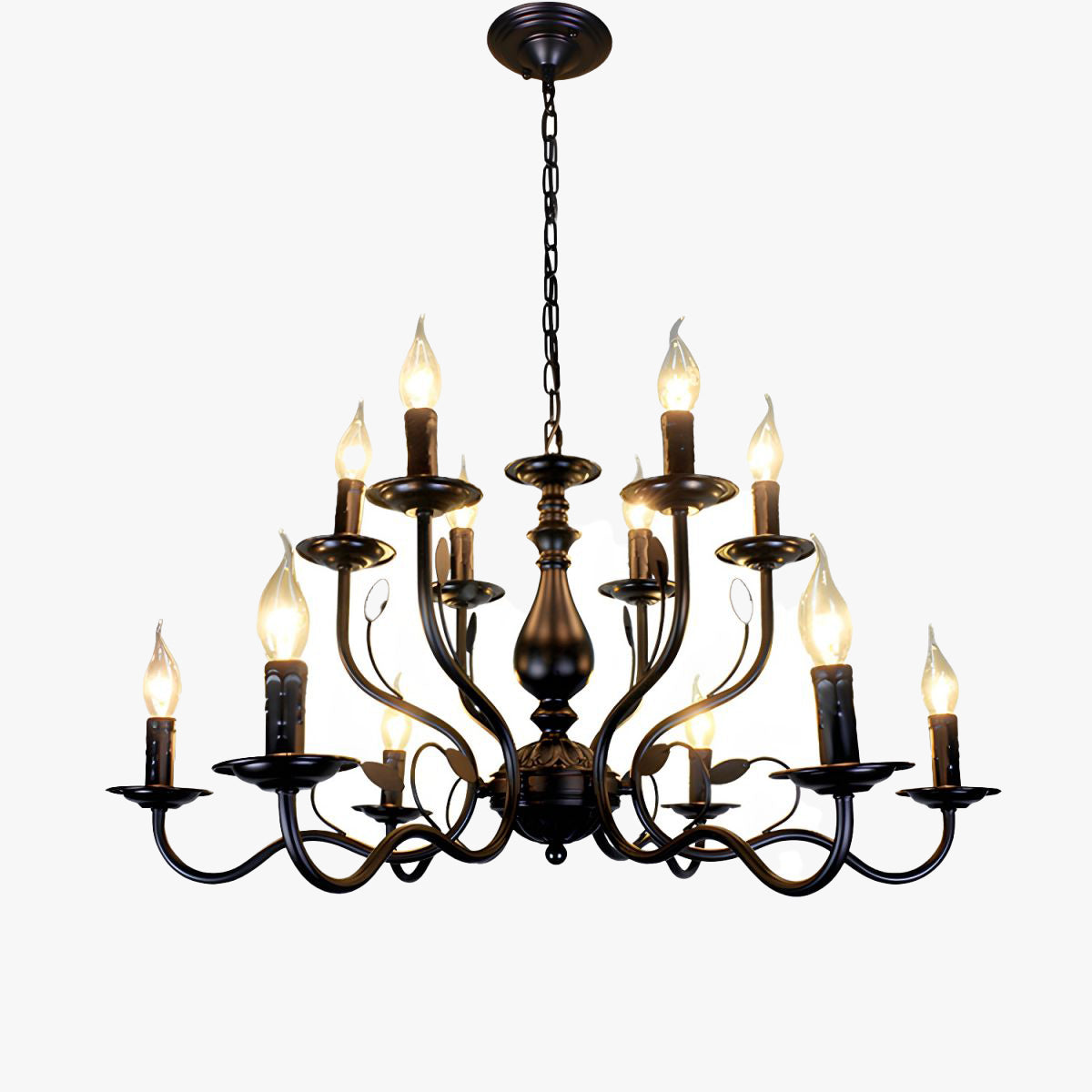 Silva Transitional Candle Chain Chandelier, Black - Lumpaz