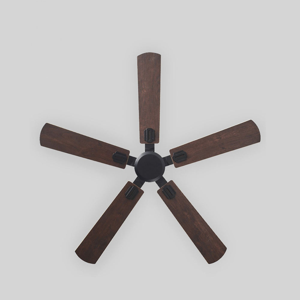 Haydn 5-Blade Modern Black & Coffee DC Ceiling Fan, Metal & Wood, 51'' - Lumpaz
