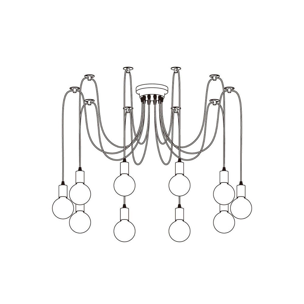 Alessio Retro Country LED Spider Chandelier, Black/White - Lumpaz