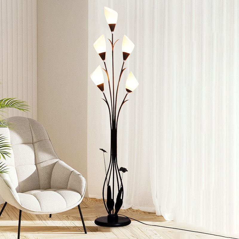Bella Flower Branching Black Floor Lamp, Living Room - Lumpaz