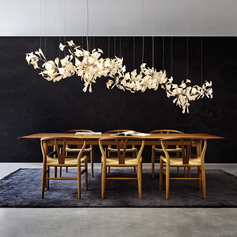 Olivia Gildglow Luxury Ceramic Chandelier Large Foyer Gingko Leaf Living Room - Lumpaz