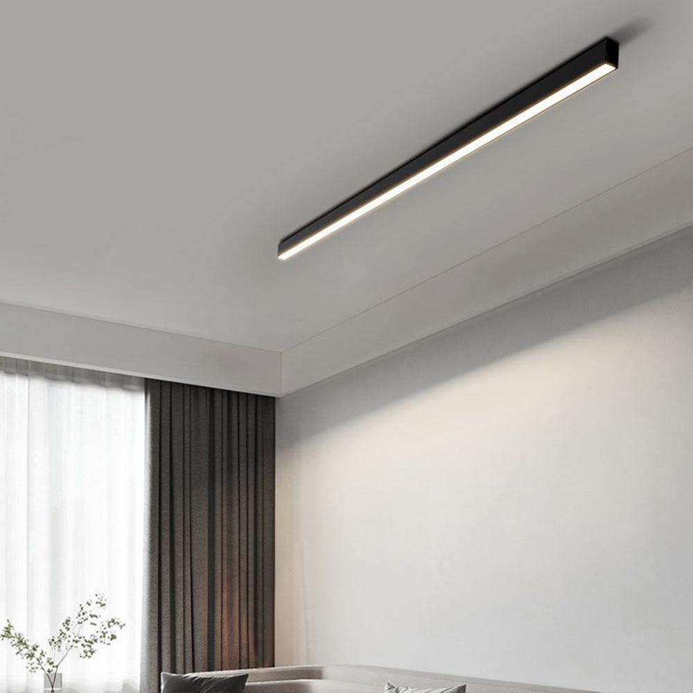 Edge Modern LED Linear Black Metal Flush Mount Ceiling Light - Lumpaz