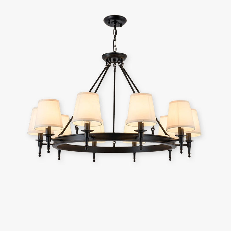 Alessio Vintage Ring Metal/Fabric Chandelier, Black/Copper - Lumpaz