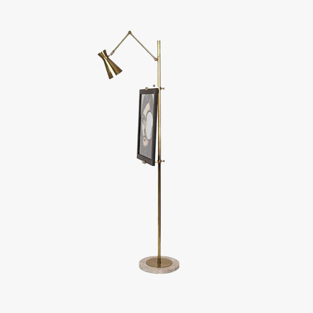 Carins Modern Art-deco Metal Easel Adjustable Floor Lamp, Brass - Lumpaz