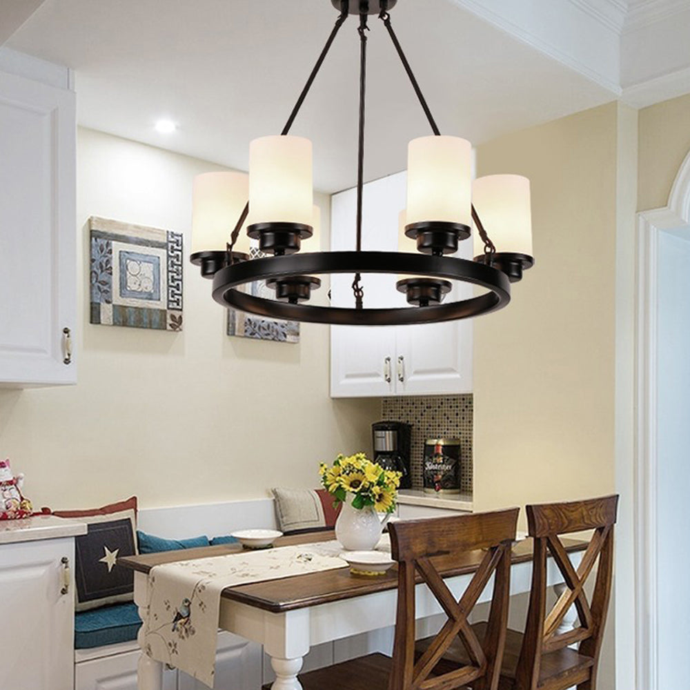 Alessio Retro Black Metal/Glass Chandelier for Living Room - Lumpaz