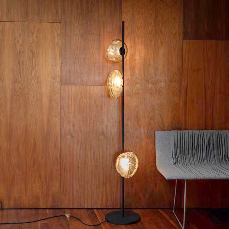 Byers Luxury Flower Metal/Glass Floor Lamp, Black/Gold/Gray - Lumpaz