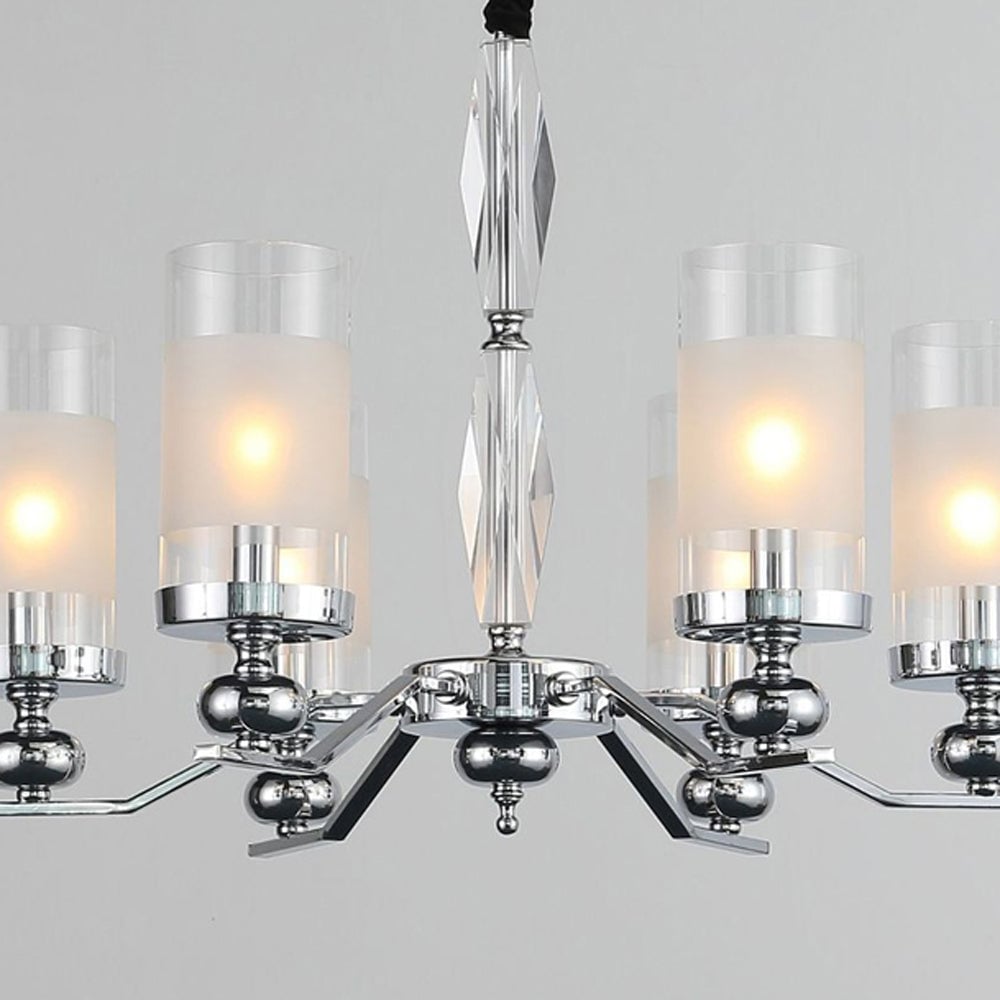 Alessio Retro Silver Metal/Glass Chandelier/Wall Lamp, Living Room - Lumpaz