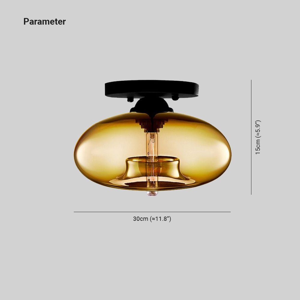 Sanna Industrial Art Deco Globe Flush Mount Ceiling Light Living Room - Lumpaz