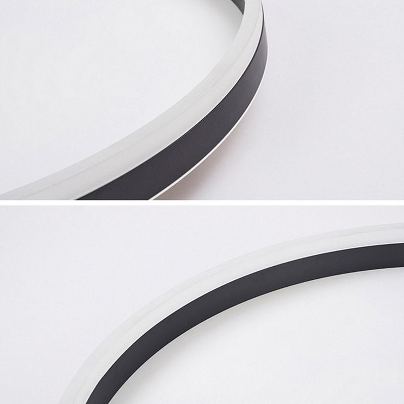 Quinn Minimalist Ring Hollow Metal Flush Mount Ceiling Light, Black - Lumpaz